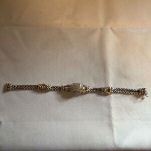John Mederios Two Tone 2 Strand Locking Bracelet Rhodium Silver And Gold Plated